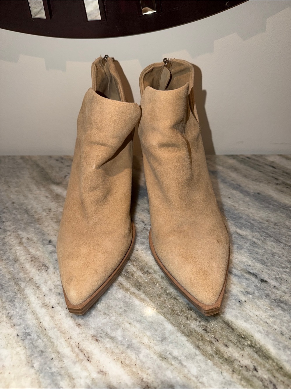 Steve Madden Beige Suede Pointed-Toe Ankle Booties